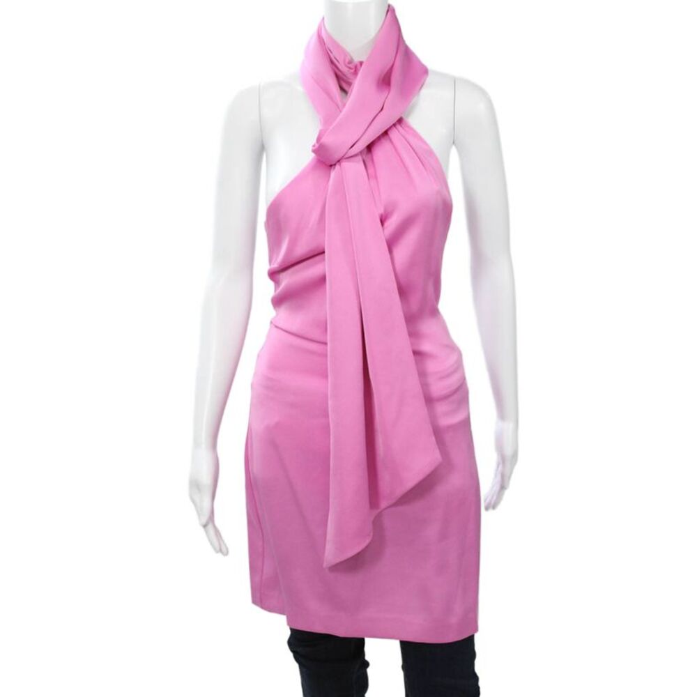 One 33 Social Women Sheath Dress Pink Sleeveless Tie Polyester Size 2